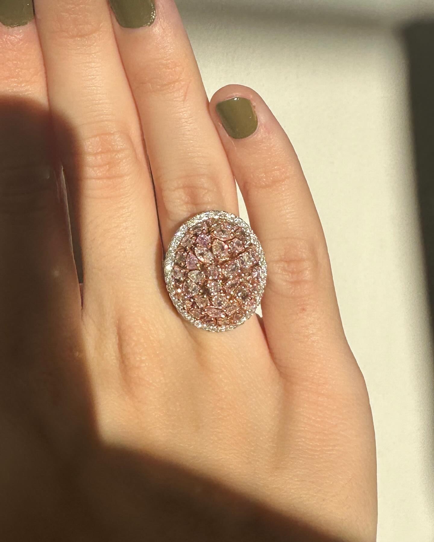 18k Pink and White Diamond Cocktail Ring 6