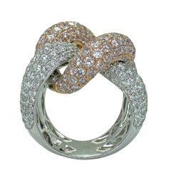 18k Pink and White Diamond Crossover Ring