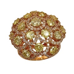 18k Pink and Yellow Diamond Cocktail Ring