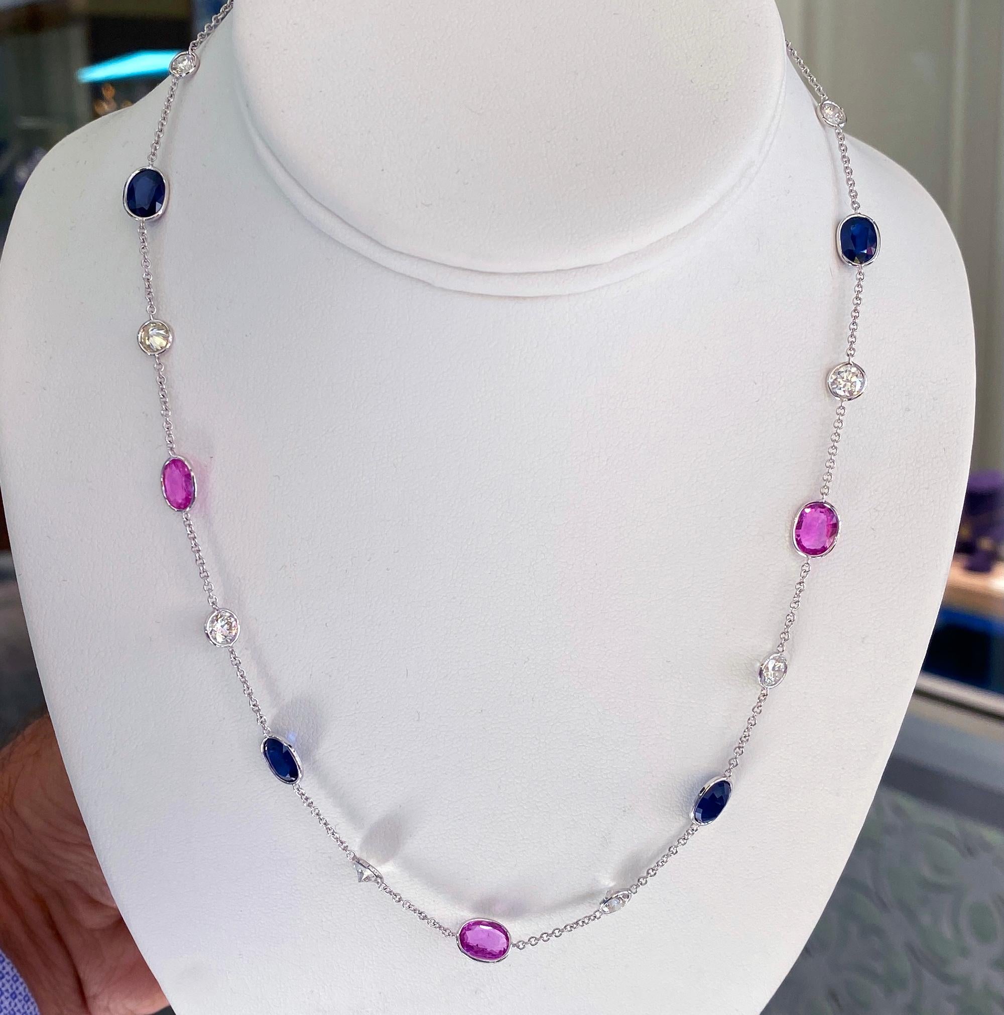 blue and pink necklaces