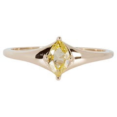 Bague en or rose 18k avec diamant taille marquise de 0,25ct