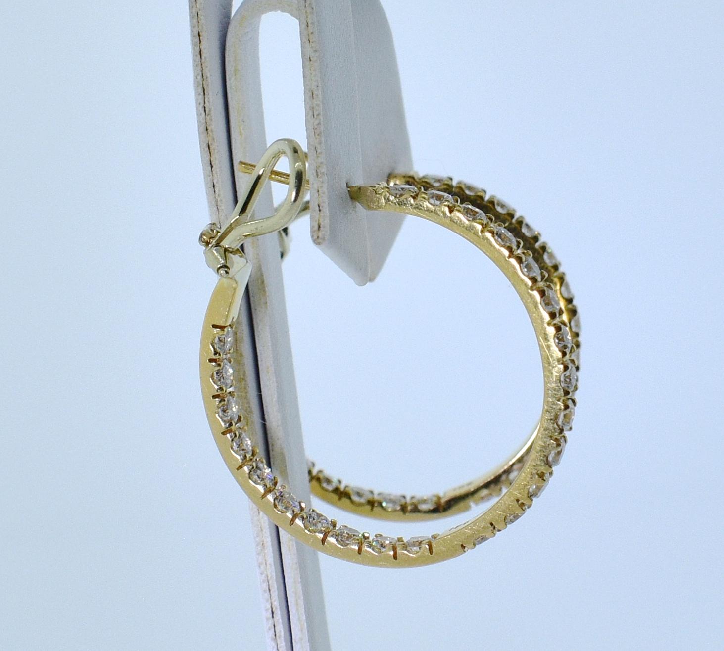 Contemporary 18 Karat Pink Gold and Diamond Hoops