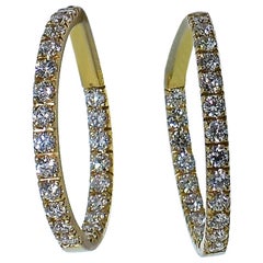 18 Karat Pink Gold and Diamond Hoops