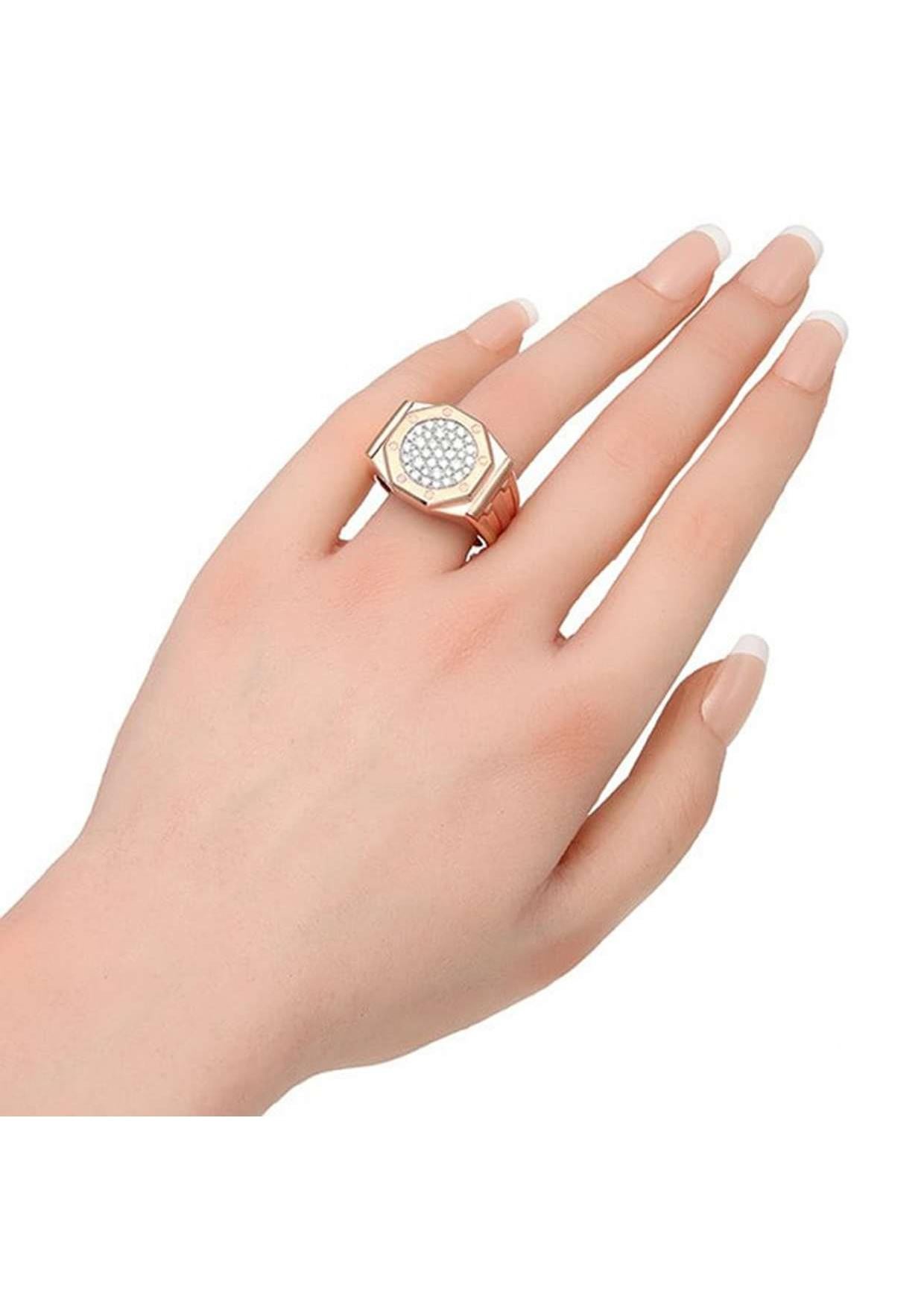 Oval Cut 18K Pink Gold Clock Shaped Diamond Ring, 0.80ct For Sale