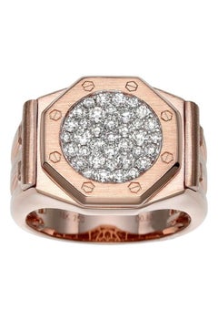18K Pink Gold Clock Shaped Diamond Ring, 0.80ct