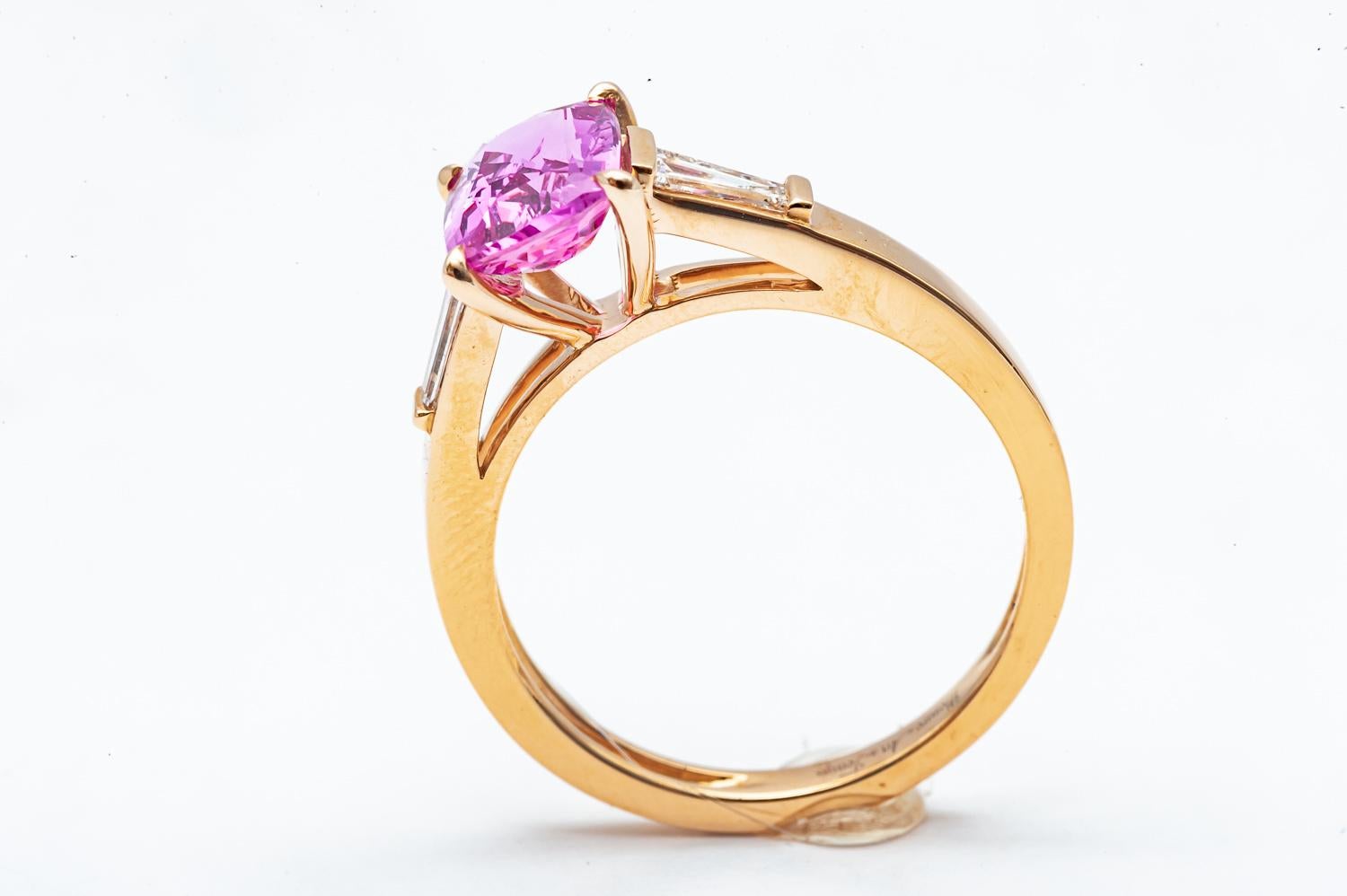 Women's 18K Pink Gold Cushion Cut Sapphire and Diamond Ring