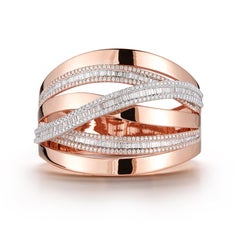 18 Karat Pink Gold and Diamond Bangle-Cuff Bracelet