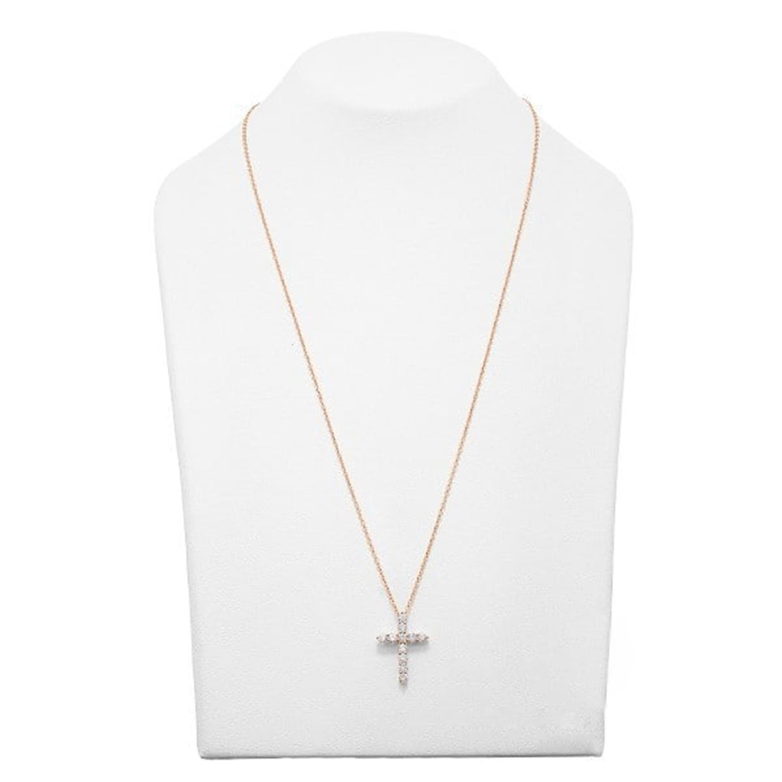 Collier pendentif croix en or rose 18 carats et diamants  0.56ct  18.2mm x 13.1mm Pour femmes en vente