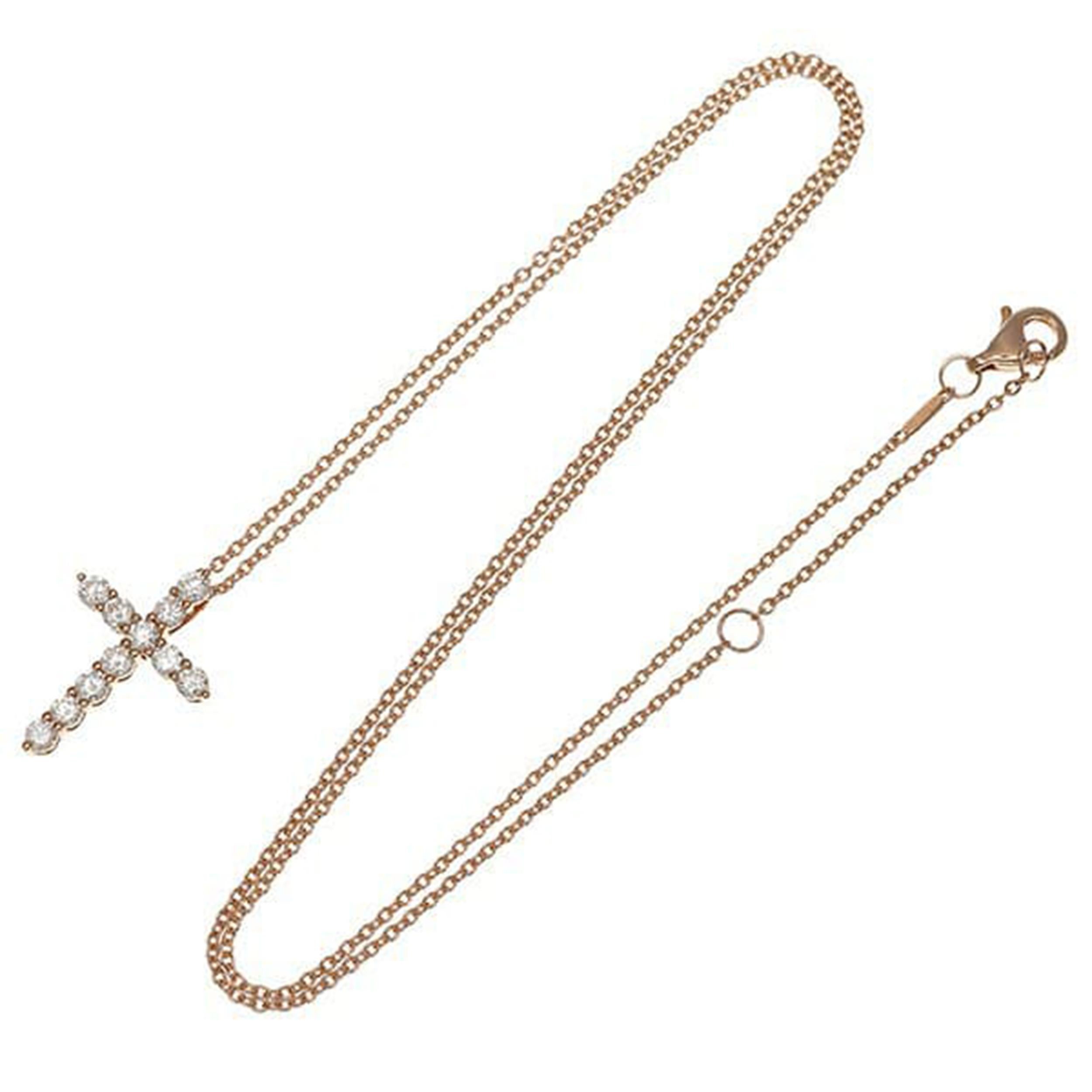 18 Karat Roségold Diamant-Kreuz-Anhänger-Halskette  0,56ct  18.2mm x 13.1mm (Künstler*in) im Angebot
