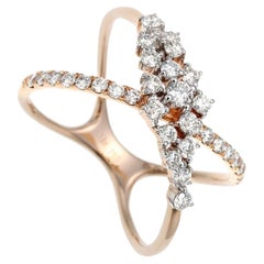 18K Pink Gold Diamond Ring, 0.68ct, Size 3.5 18K Pink Gold Diamond Ring, 0.68ct