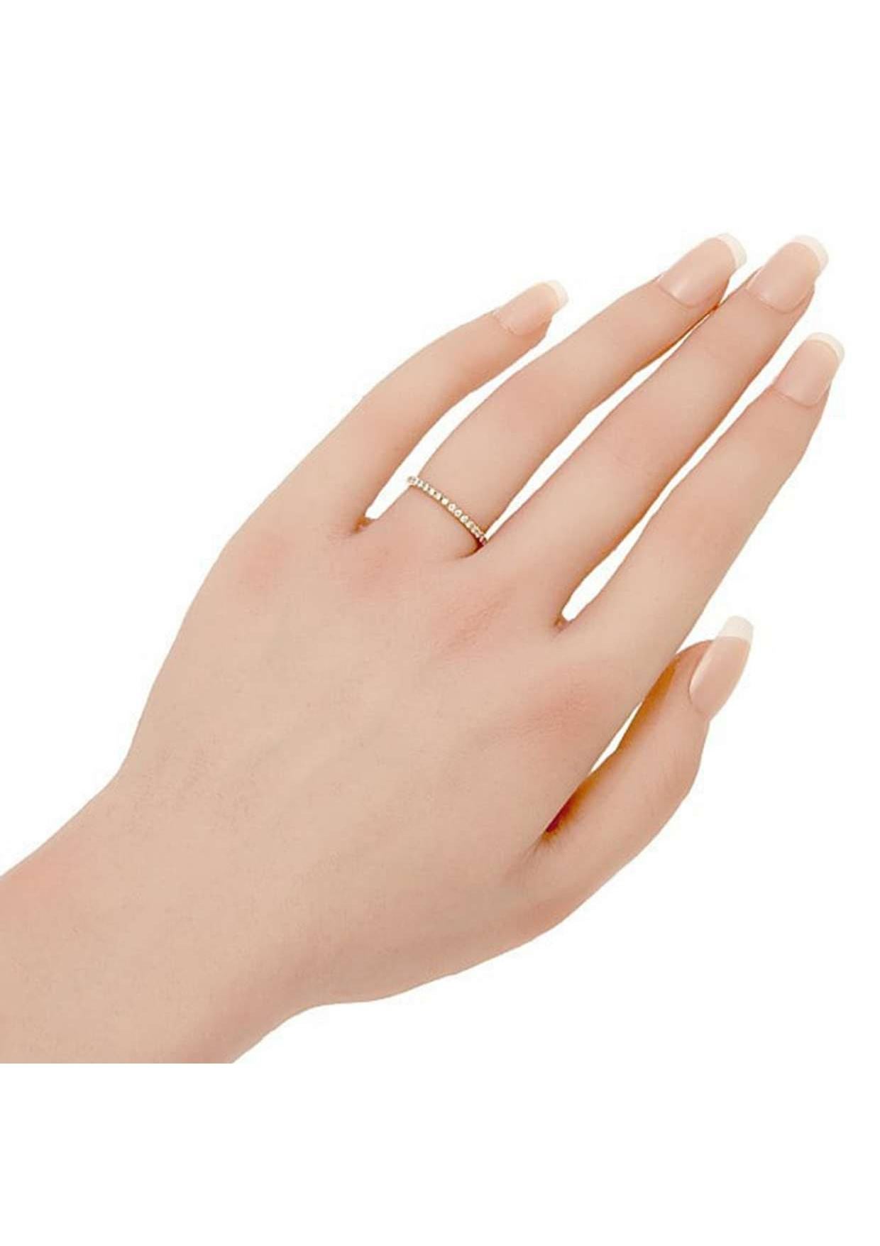 Round Cut 18K Pink Gold Full Eternity Diamond Ring, Size 5.0 For Sale