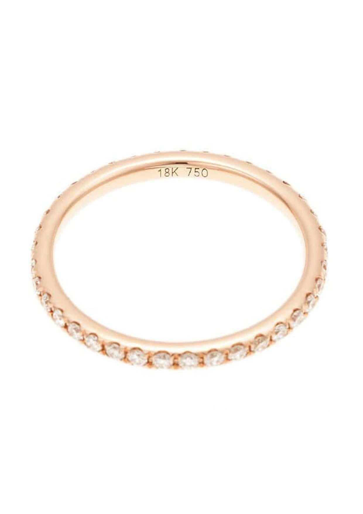 18K Pink Gold Full Eternity Diamond Ring, Size 5.0 In New Condition For Sale In Holtsville, NY