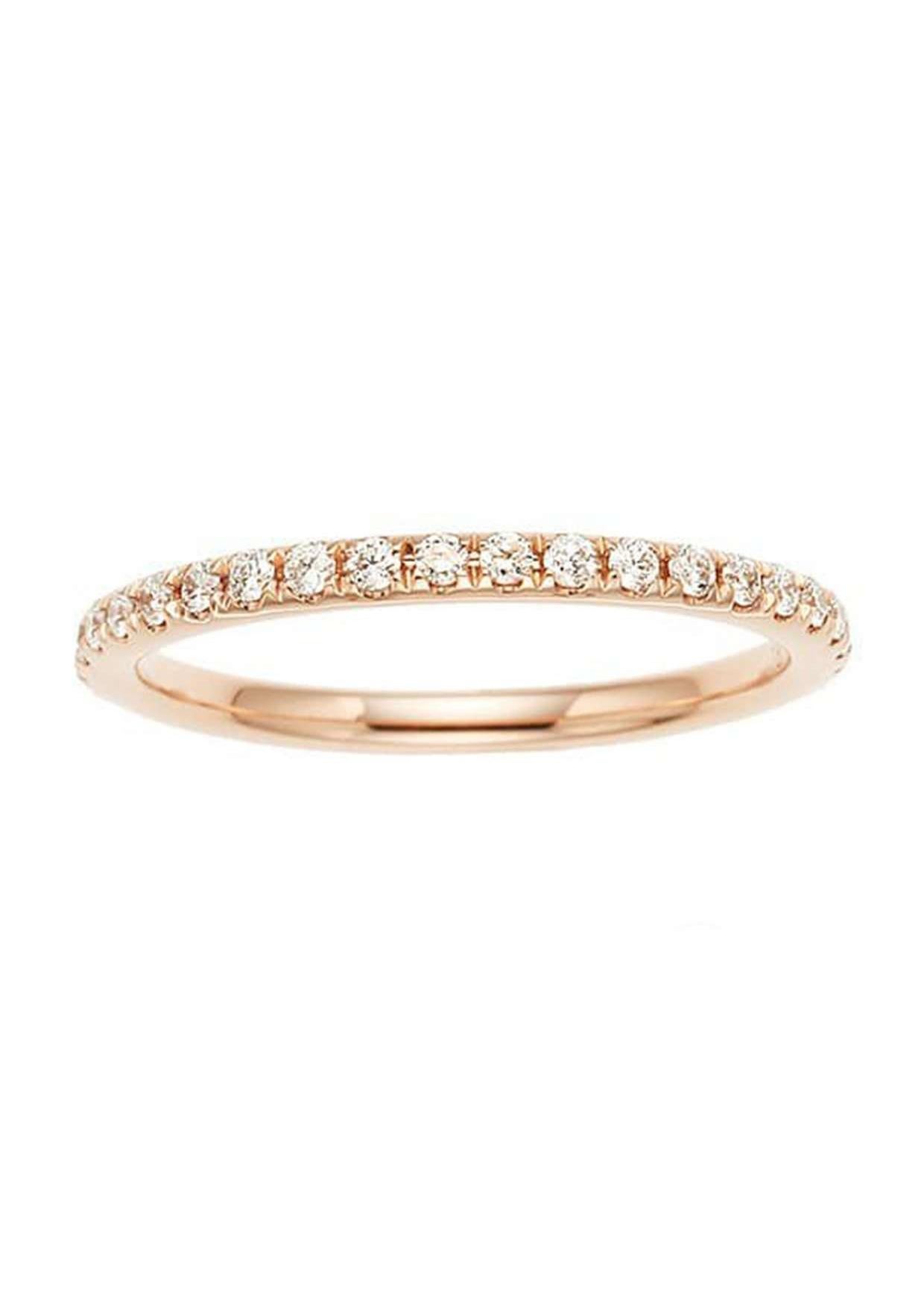 Artist 18K Pink Gold Full Eternity Diamond Ring, Size 5.0 For Sale