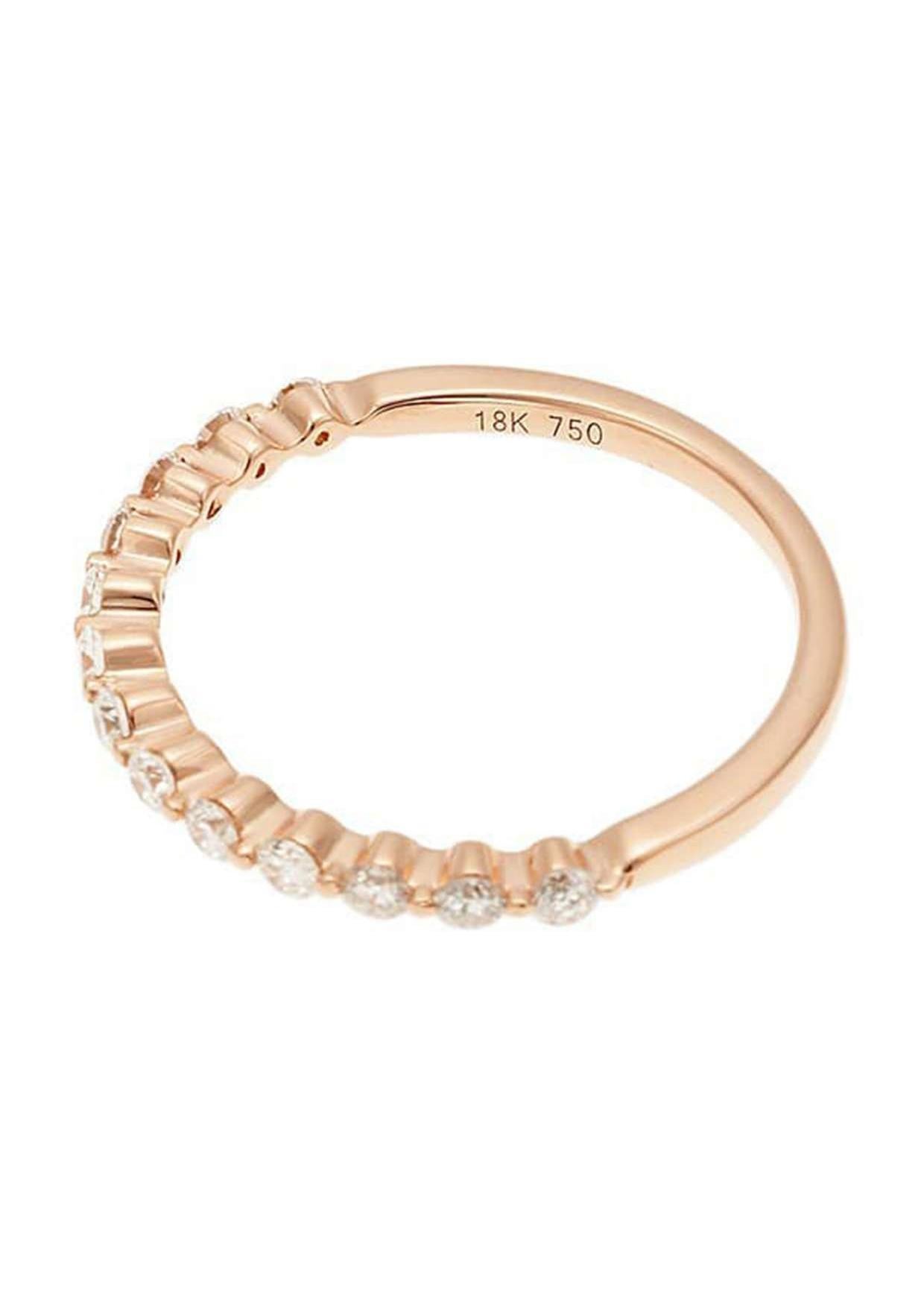 Artist 18K Pink Gold Half Eternity Diamond Ring, 0.29ct, Size 4.5 For Sale