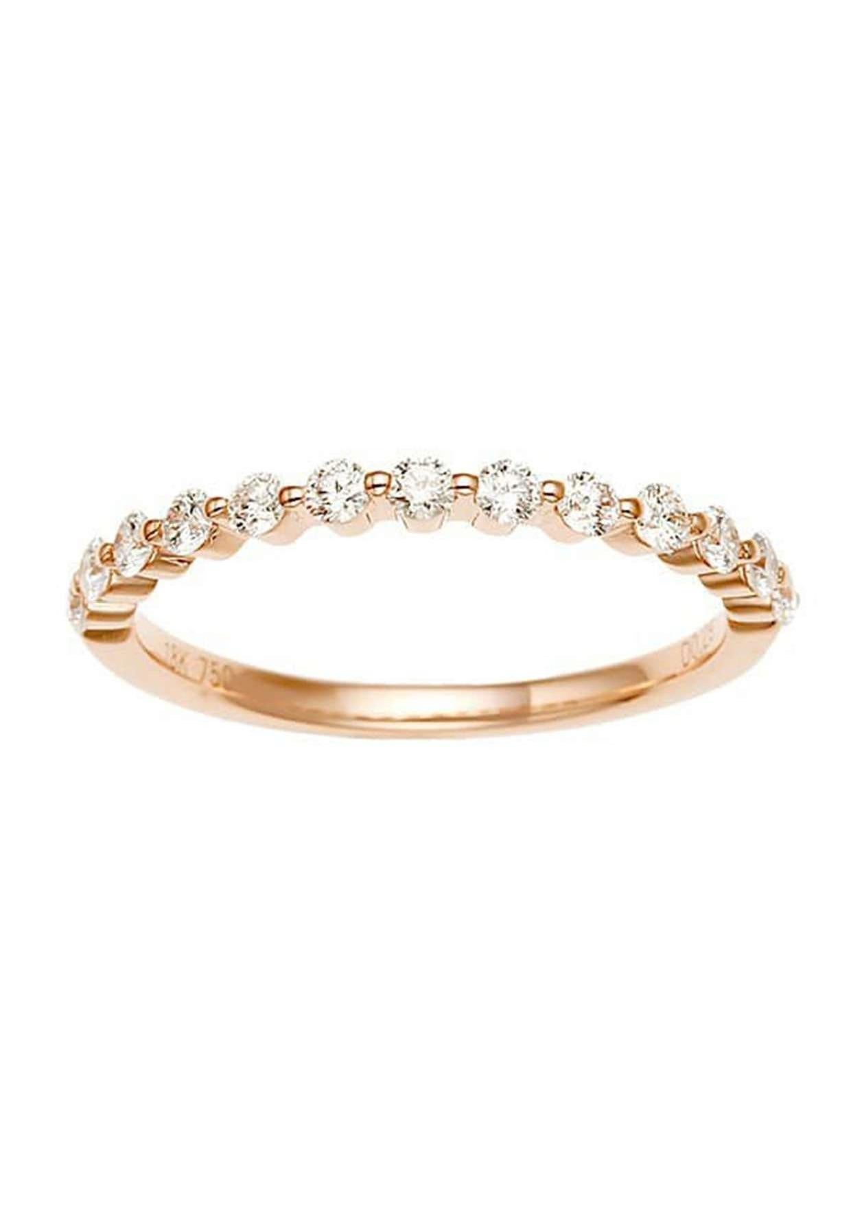 18K Pink Gold Half Eternity Diamond Ring, 0.29ct, Size 4.5 In New Condition For Sale In Holtsville, NY
