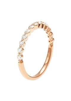18K Pink Gold Half Eternity Diamond Ring, 0.29ct, Size 4.5