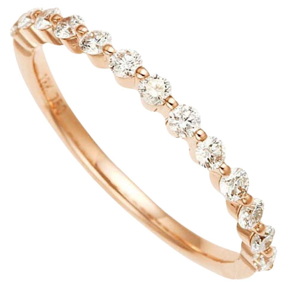 18K Pink Gold Half Eternity Diamond Ring, 0.29ct, Size 4.5 For Sale