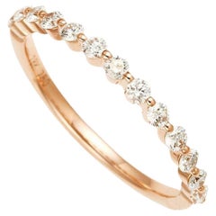 18K Pink Gold Half Eternity Diamond Ring, 0.29ct, Size 4.5