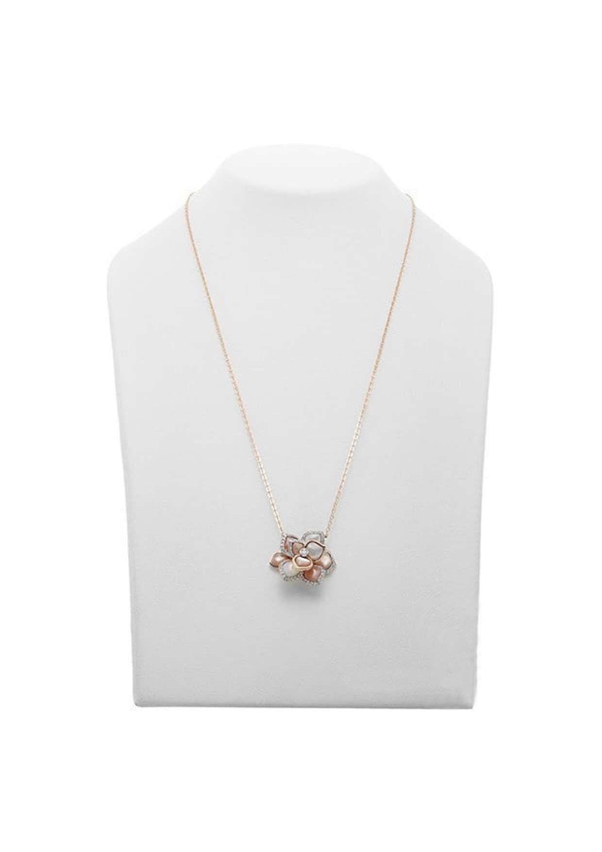 Collier en or rose 18 carats avec nacre et diamants 0,34 carat Neuf - En vente à Holtsville, NY