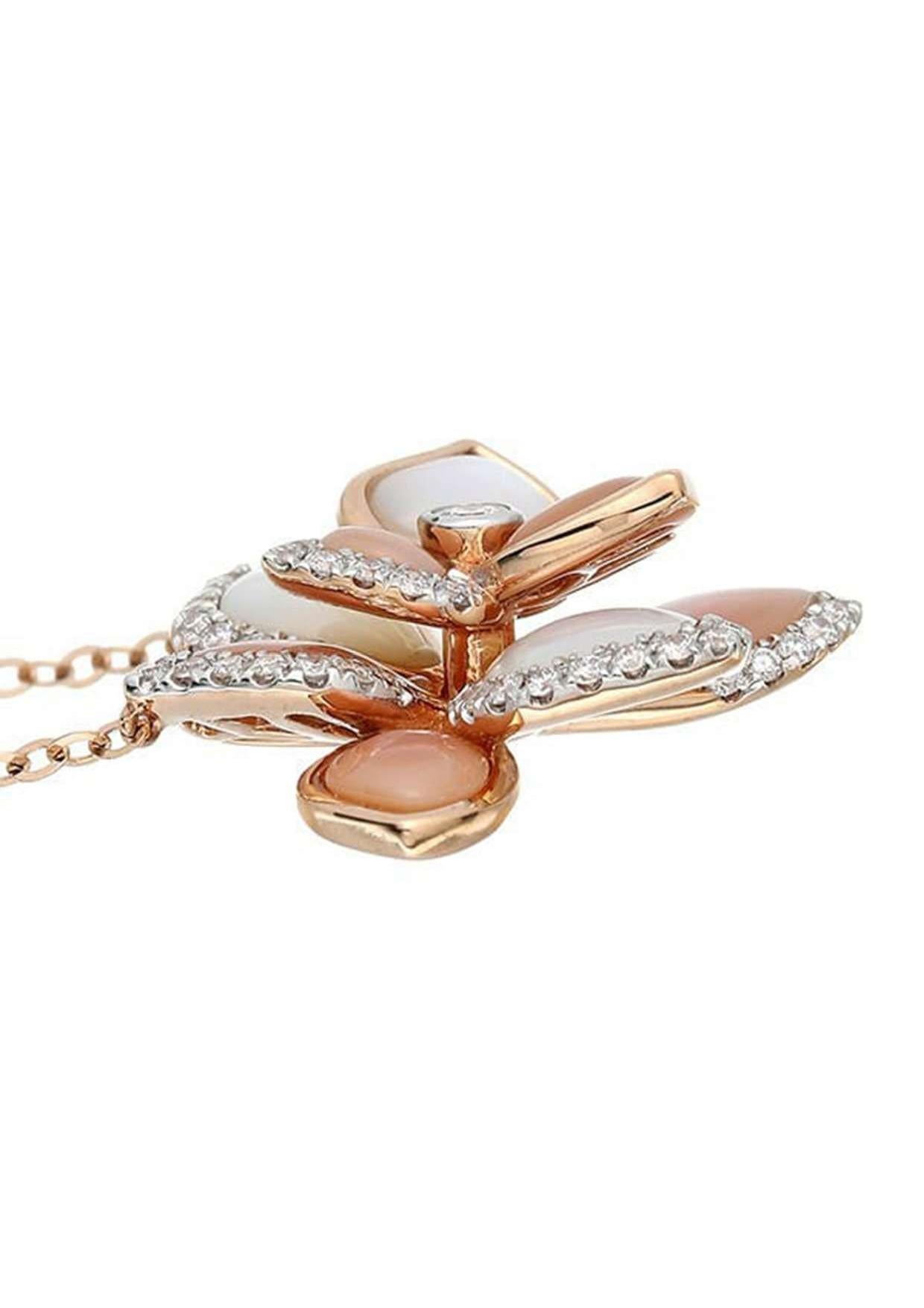 Artiste Collier en or rose 18 carats avec nacre et diamants 0,34 carat en vente