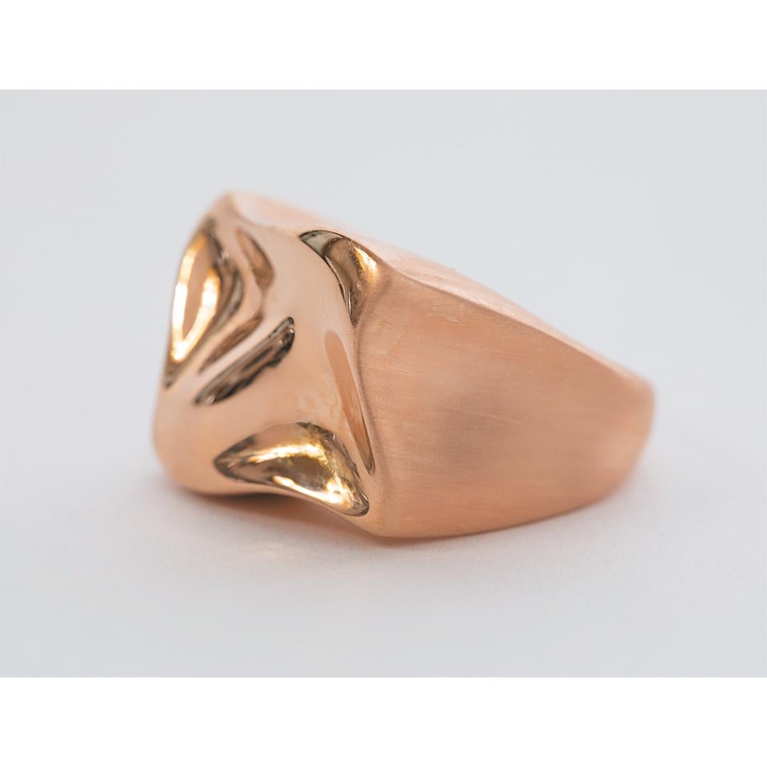 18K Pink Gold Polished and Brushed Raving Ring by Marion Jeantet For Sale 1