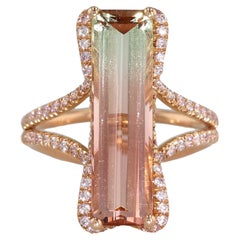 18K Pink Gold Ring with Bi-Color Tourmaline and Argyle Pink Diamonds by J. Fine