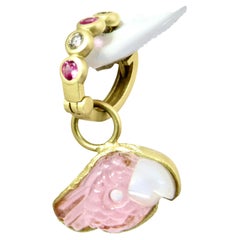 18k pink tourmaline earrings with pink sapphire/diamond reversible Huggies