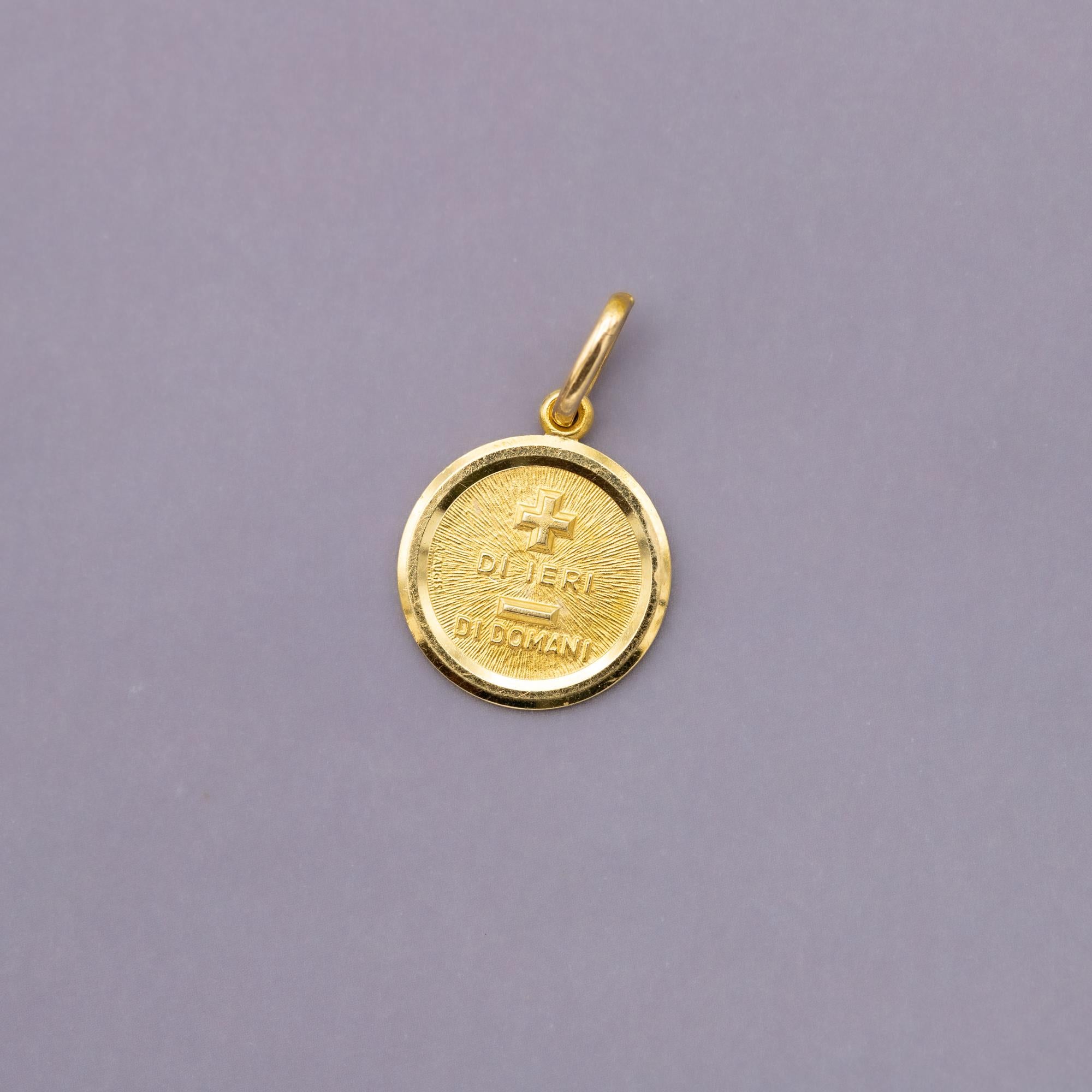 Retro 18K plain Più di ieri e meno di domani - Italian 18 karat solid gold Love token