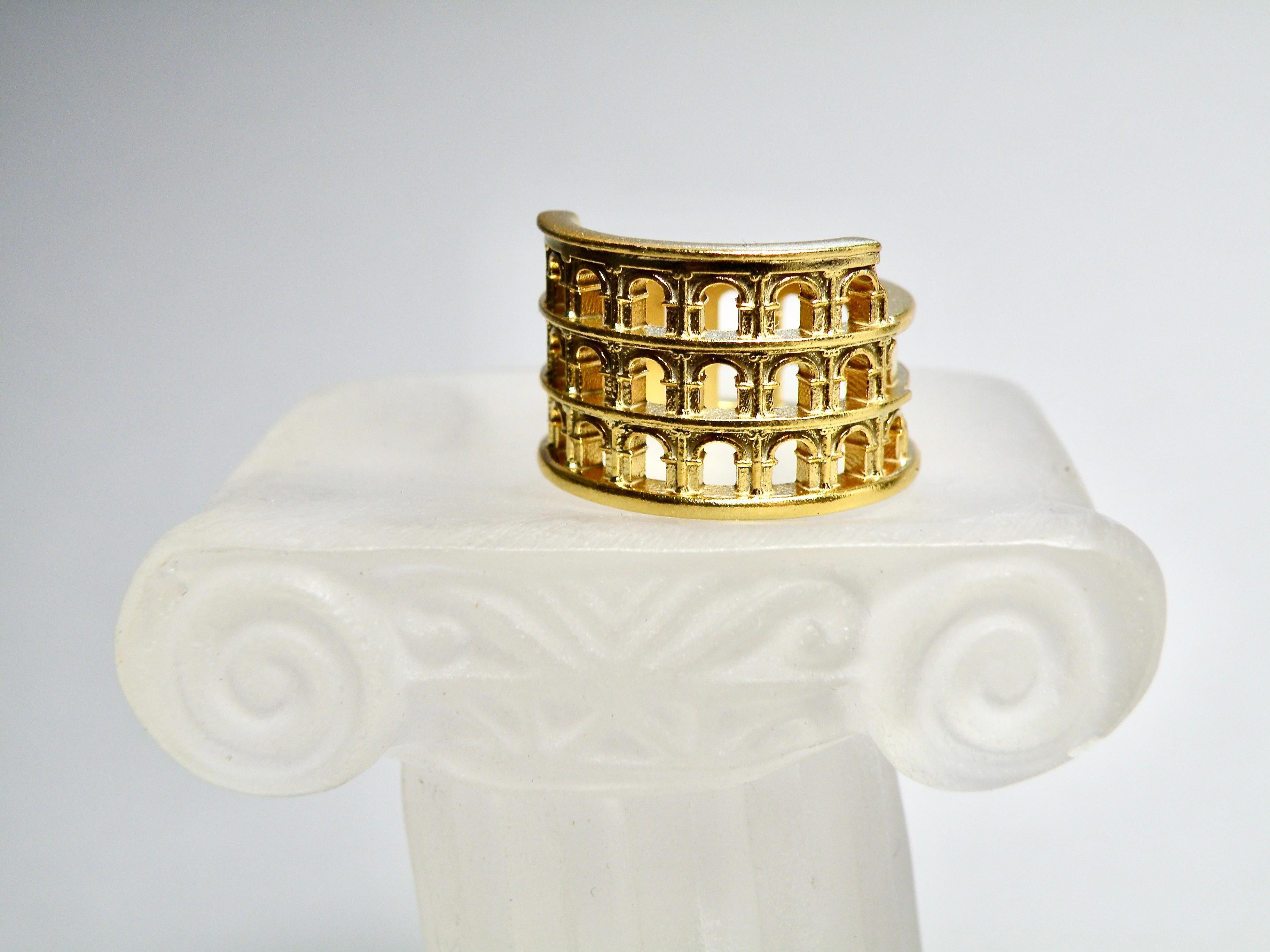 da uomo o donna Anello placcato 18k. Anello del Colosseo Romano