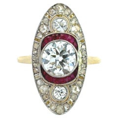18k 
Platinum Art Deco Diamond Ruby Ring
