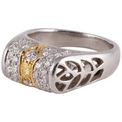 Platinum Canary Diamond Ring with 18K Gold