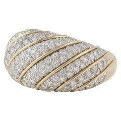 Anillo cúpula vintage de pavé de diamantes en oro de 18 quilates y platino