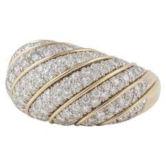 Vintage Pavé Diamond Dome Ring in 18K Gold and Platinum