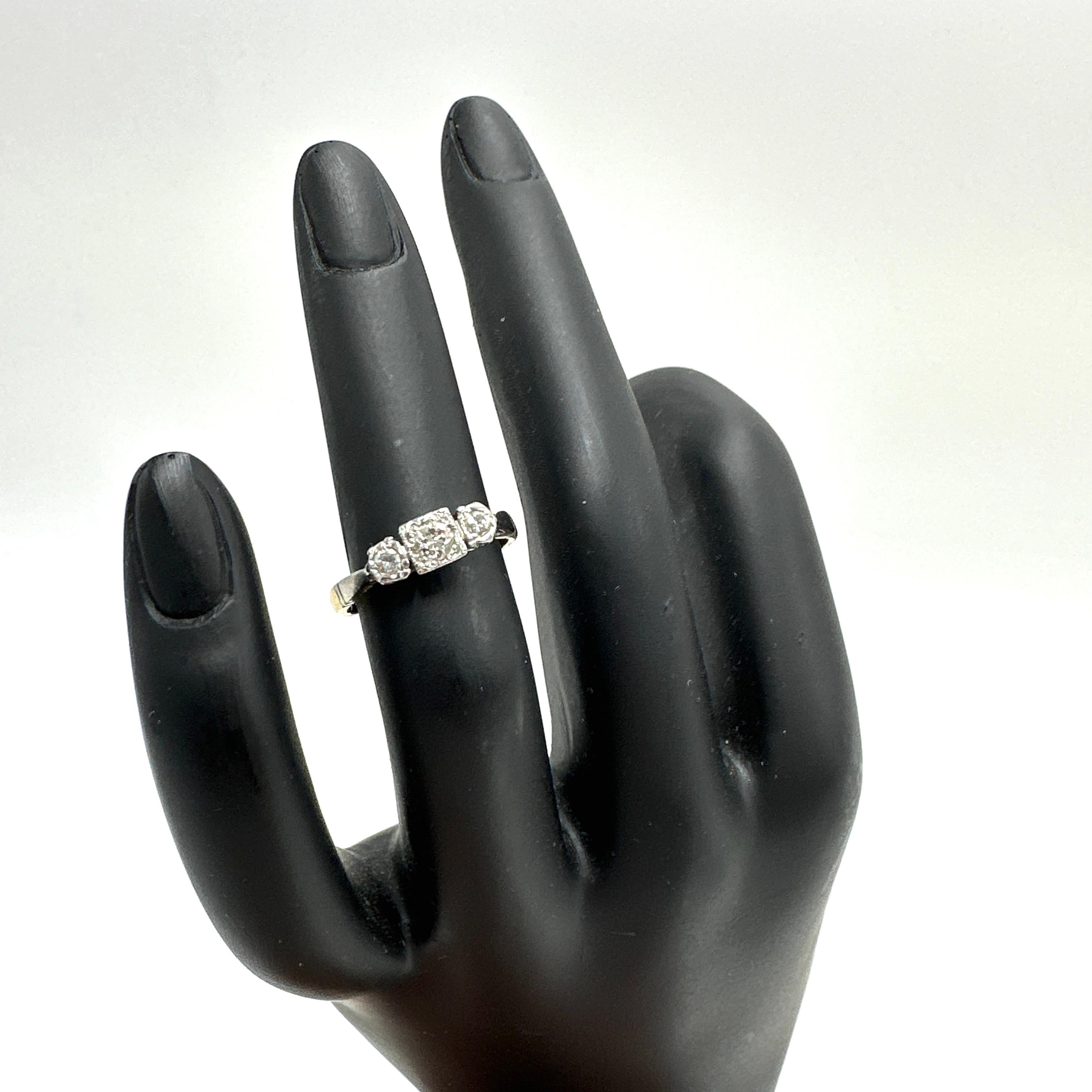 Modernist 18k/PLATINUM Diamond Engagement Ring 0.27TCW For Sale