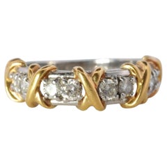 18k Platinum Diamond XOXO criss cross ring. 18k Yellow Gold Pt900 Infinity band