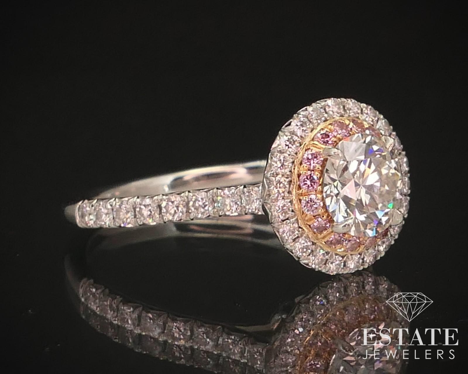Round Cut 18k Platinum Tiffany & Co. Round Natural 1.14ctw Diamond Soleste Ring i15022 For Sale