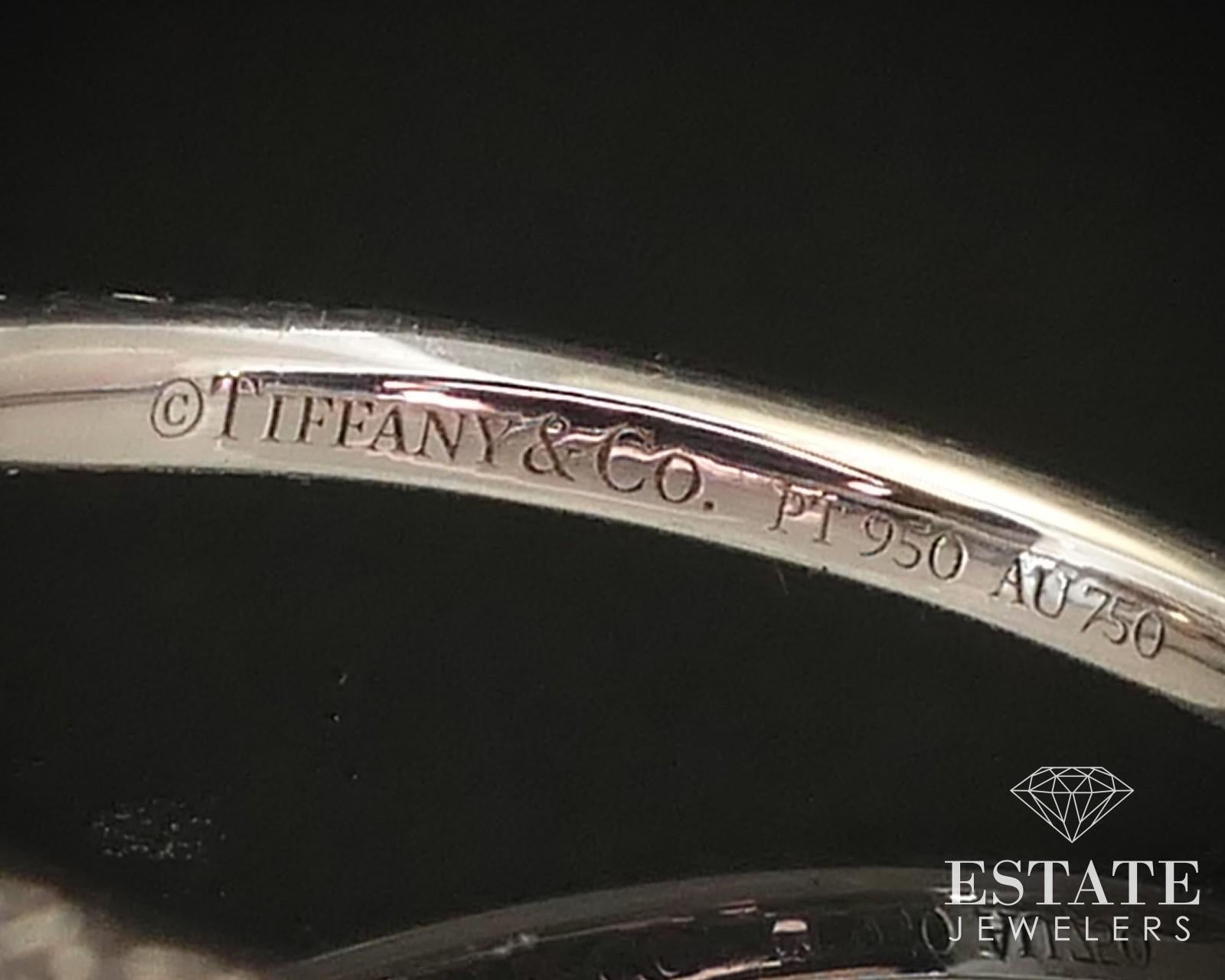 18k Platinum Tiffany & Co. Round Natural 1.14ctw Diamond Soleste Ring i15022 For Sale 1