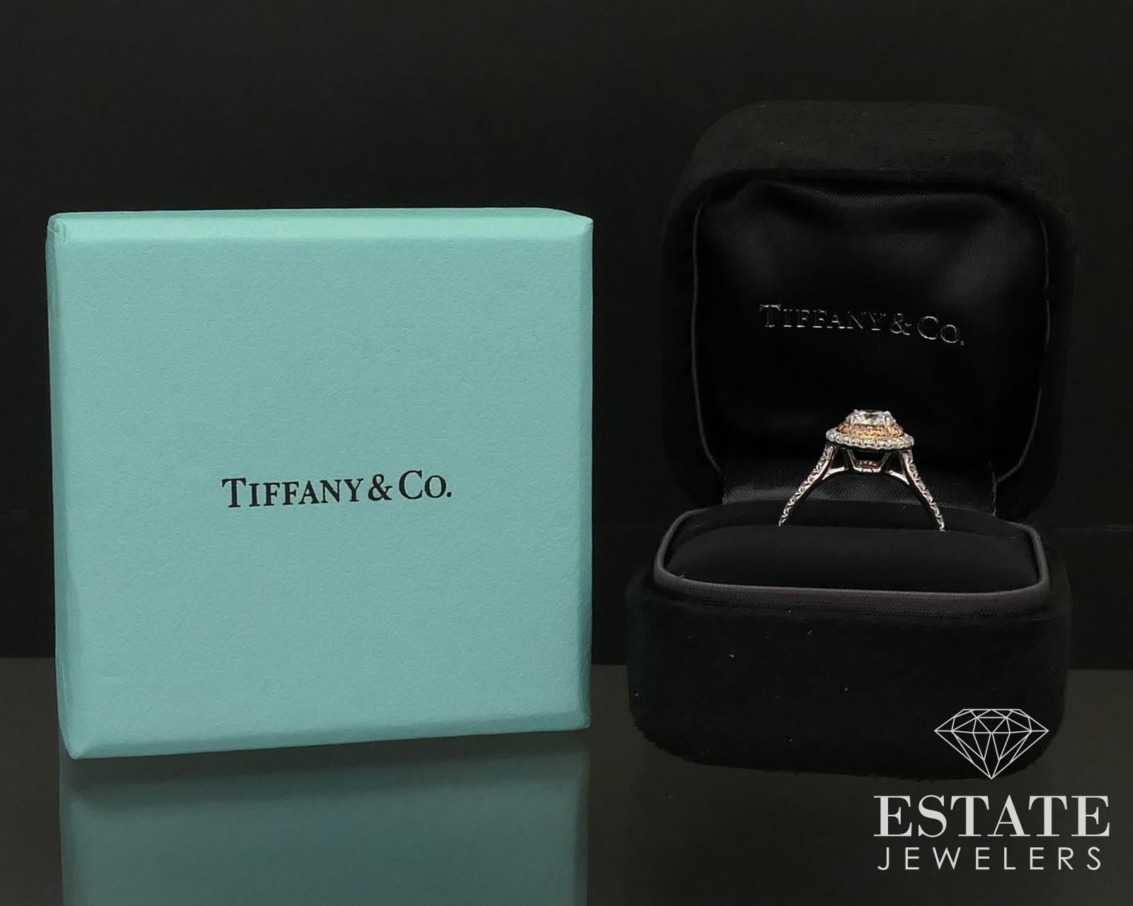 18k Platinum Tiffany & Co. Round Natural 1.14ctw Diamond Soleste Ring i15022 For Sale 3