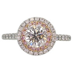 18 Karat Platin Tiffany & Co. Runder natürlicher 1,14ctw Diamant Soleste Ring i15022