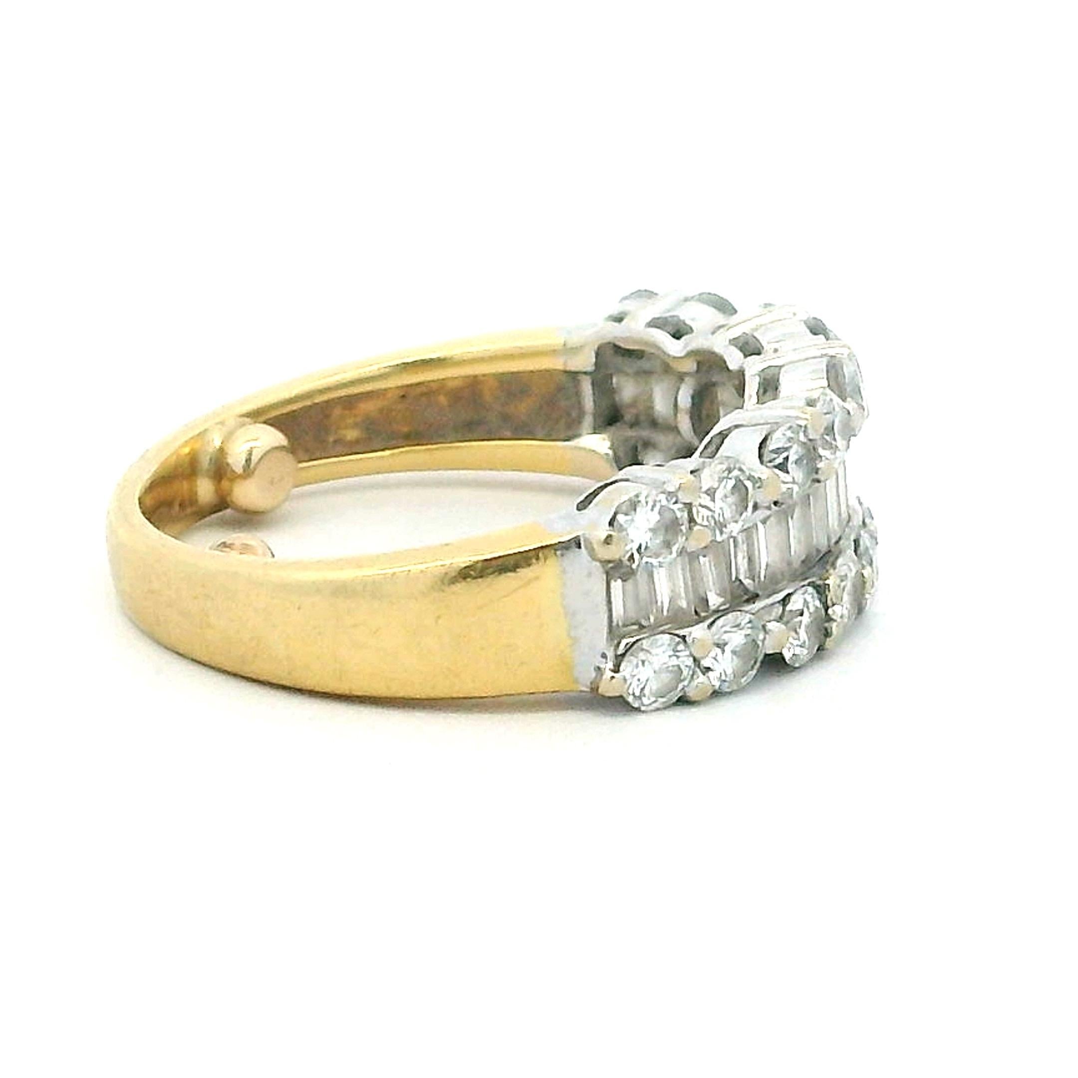 Taglio misto Fascia di diamanti bicolore in platino e 18 carati, misura 4 in vendita