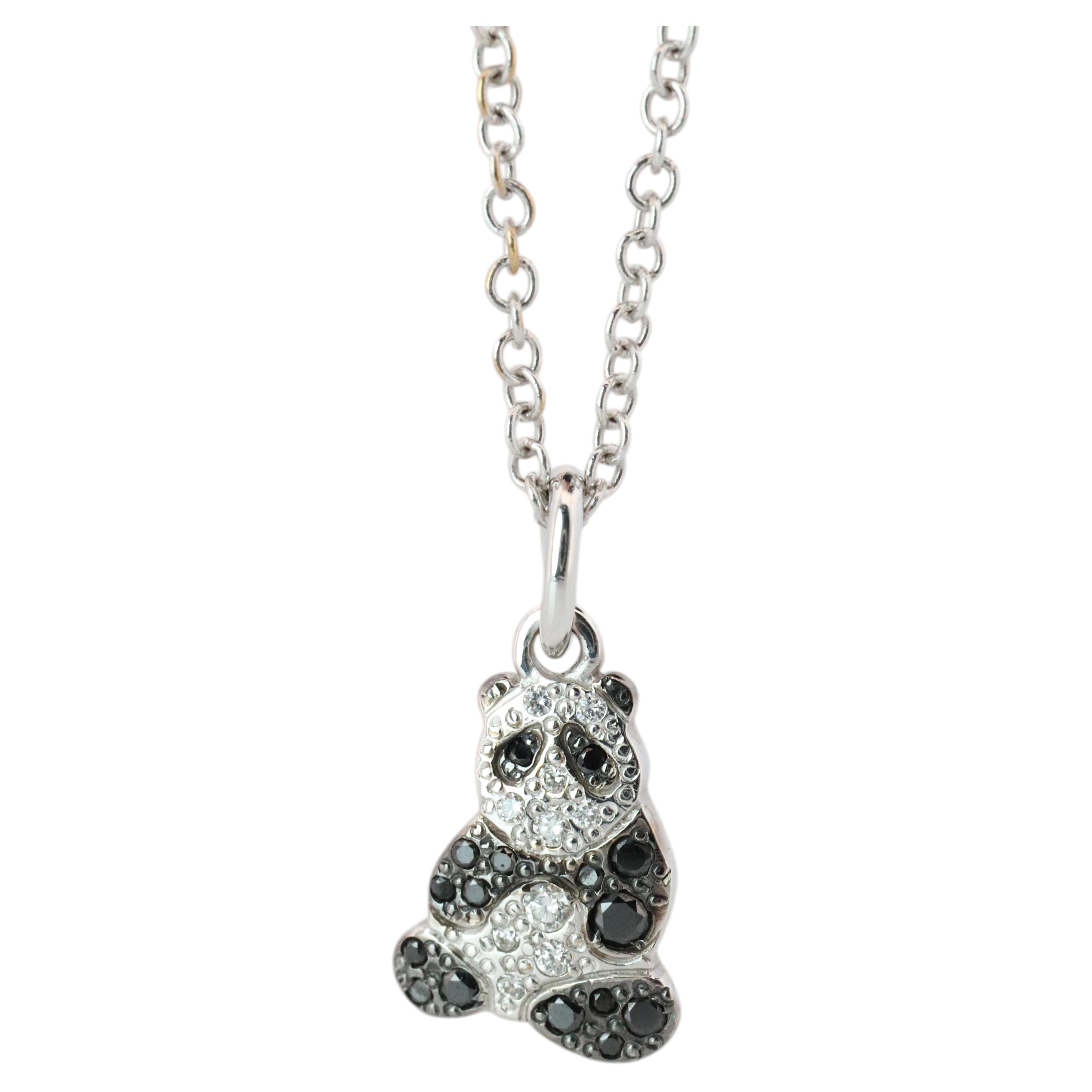 Charm POMELATTO 18k. Bracciale Charm e collana con ciondolo con diamante Panda Bear 18k