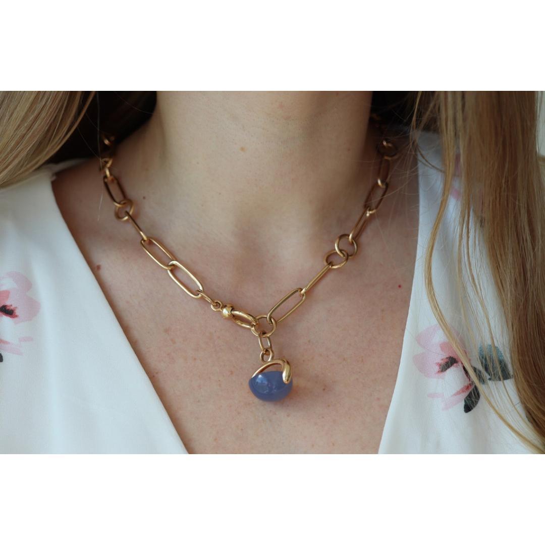 18 Karat POMELATTO Halskette. 18 Karat Roségold Pomellato Chalcedon LUNA Kollektion. 6