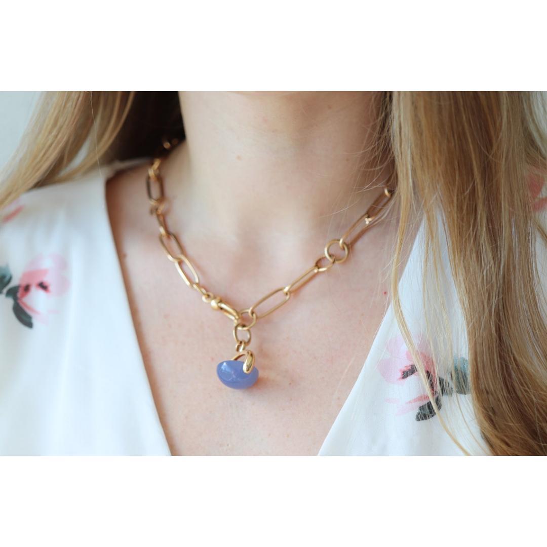 18 Karat POMELATTO Halskette. 18 Karat Roségold Pomellato Chalcedon LUNA Kollektion. 5