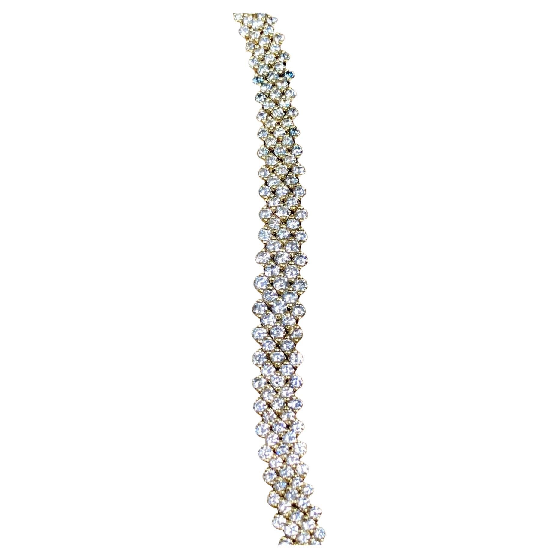 18K Prong Set Wide Diamond Bracelet 10.80cttw For Sale