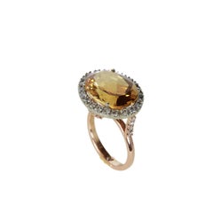 18 Karat Red Gold Imperial Topaz Diamonds Designer Cocktail Ring