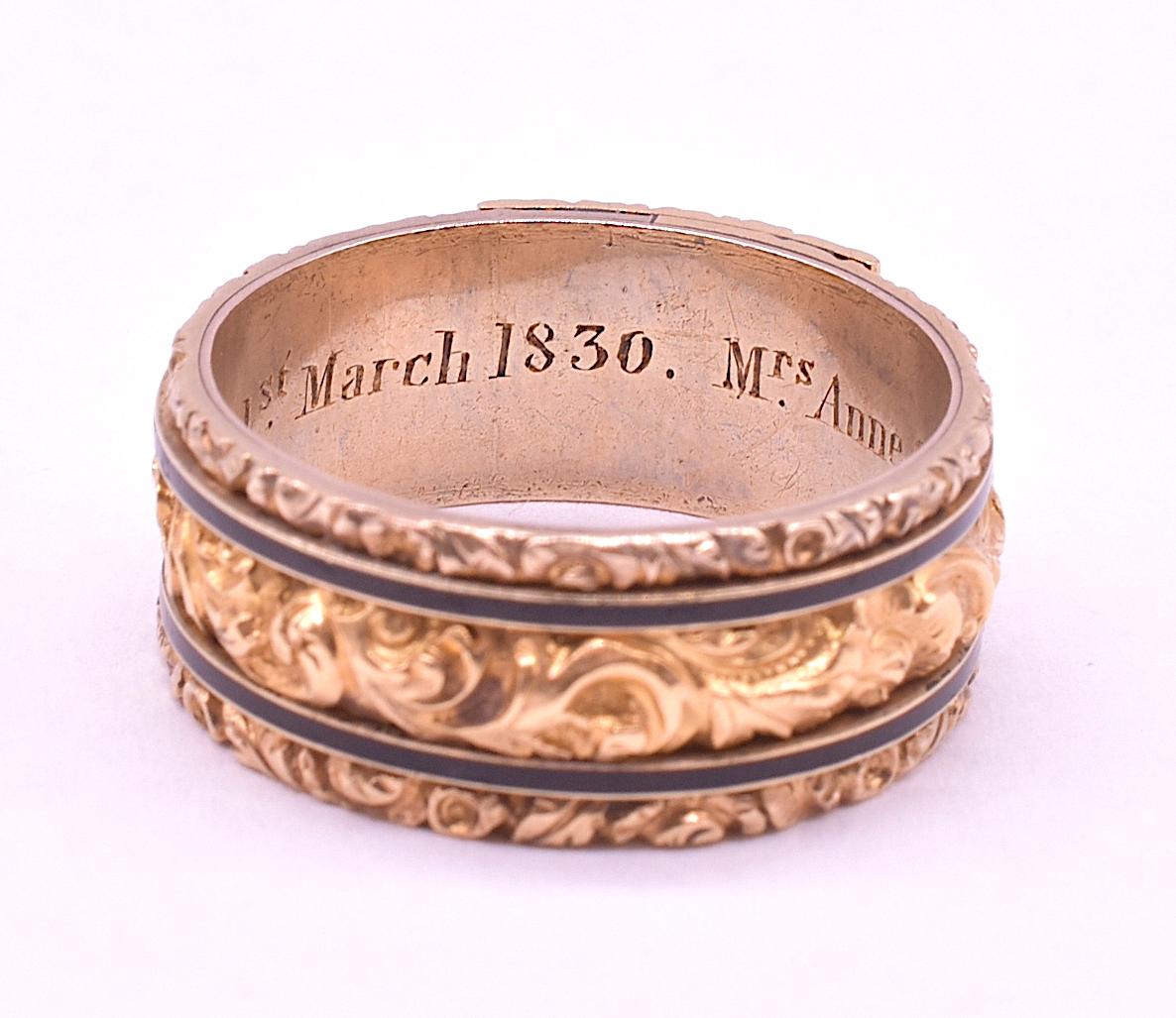18K Regency Period Memorial Band, Dated March 1  1830 2