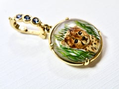 18k Reverse Crystal Lion Cub Pendant