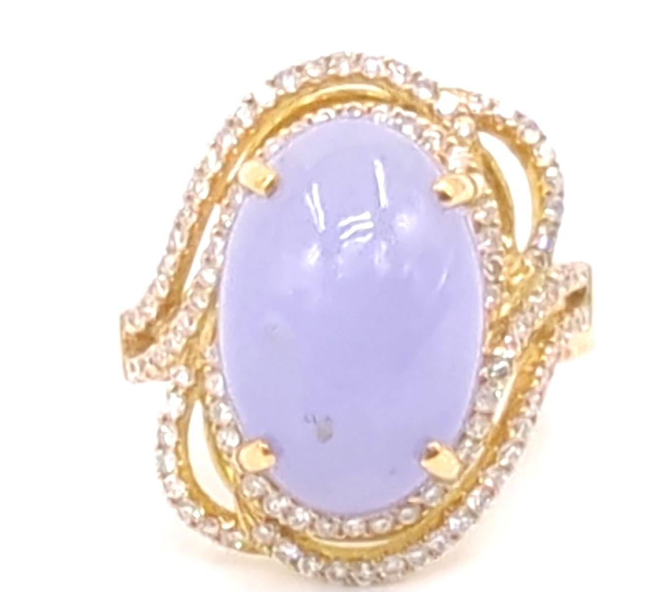 Women's 18K RG Lavender Jadeite Diamond Ring A-Grade, GIA Gemologist Appraisal Sz 7 For Sale