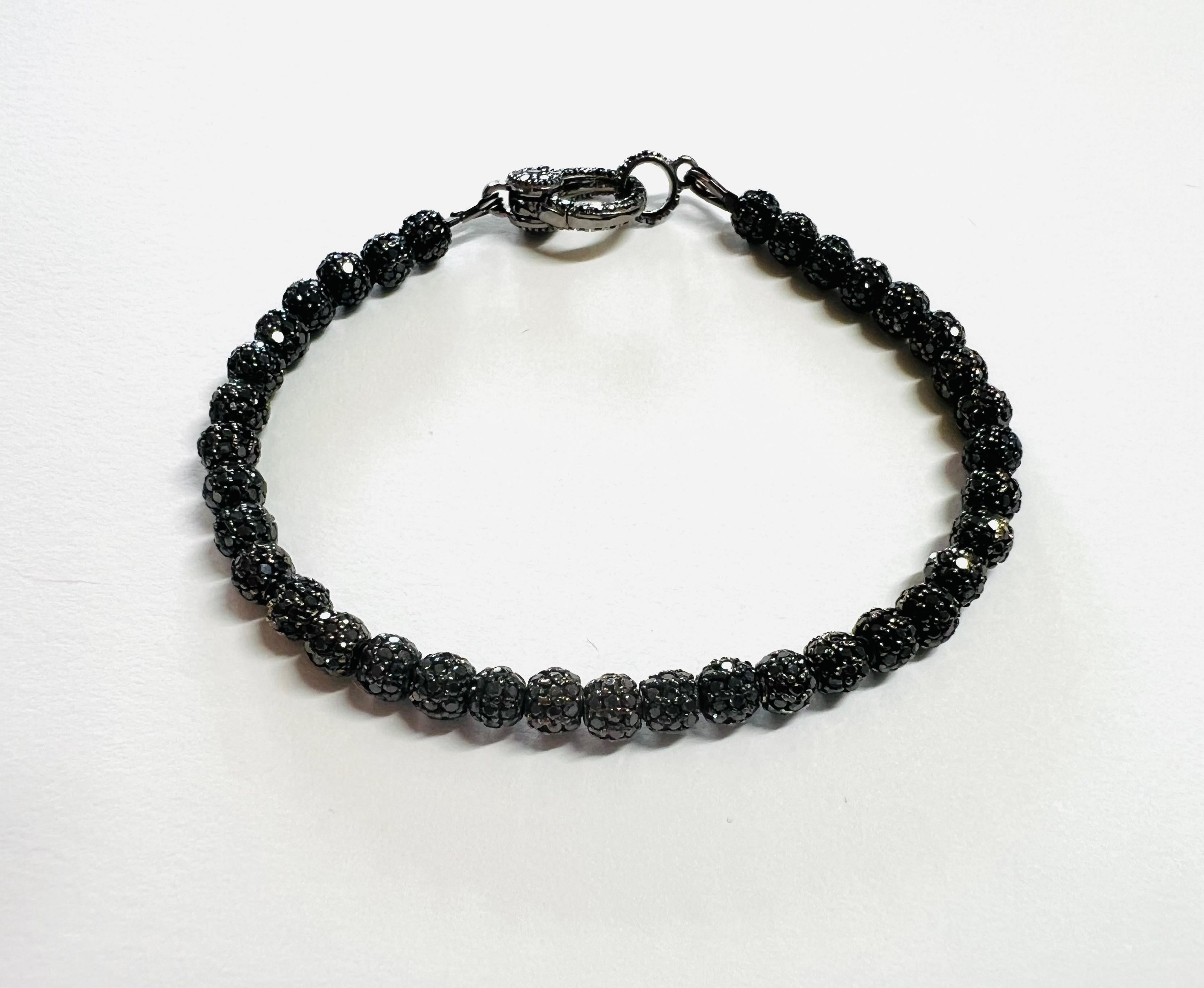 Bracciale tennis in oro rodiato nero 18 carati con 6,5 carati di diamanti neri incrostati 1