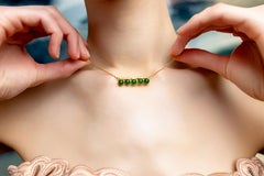 18K rhodium-plated gold nephrite jade beads necklace